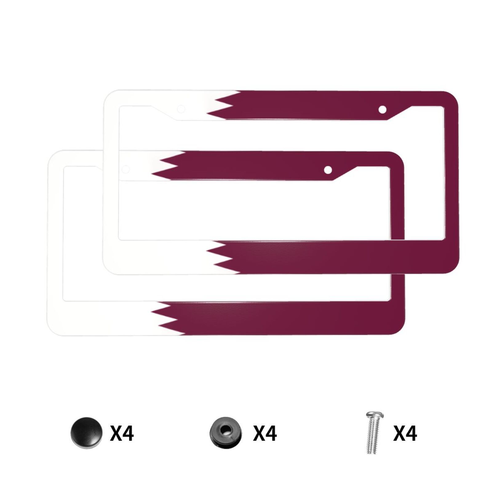 Qatar Car Accessories - 카타르 국기 패턴 번호판 홀더 다채로운