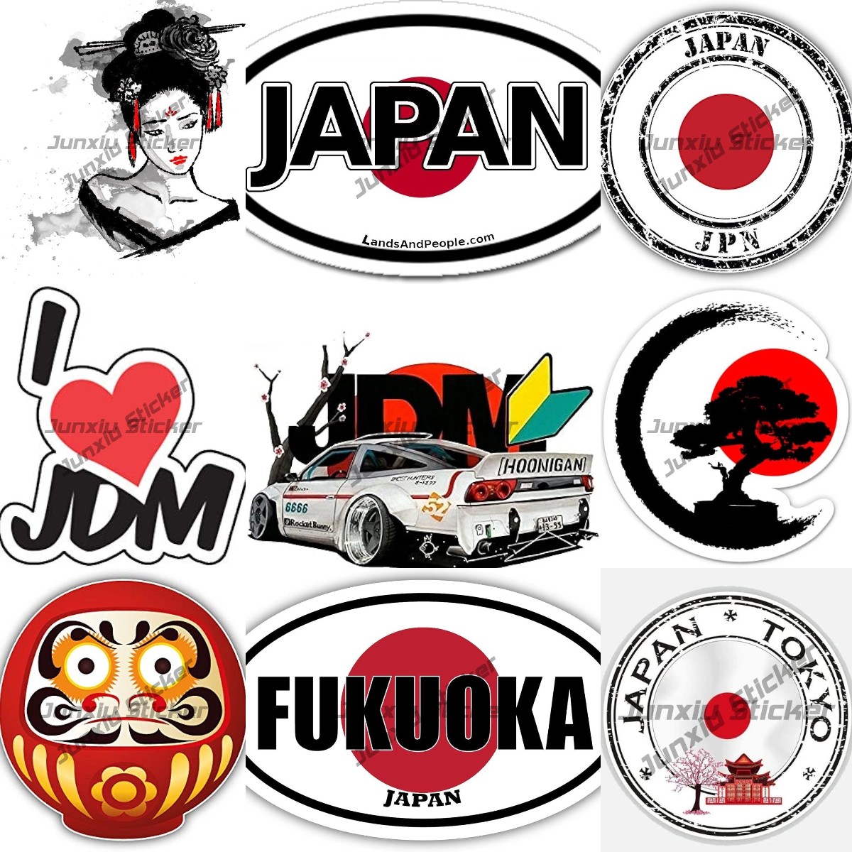 Car Accessories In Tokyo - 일본 문화 스탬프 원형 스티커, 일본