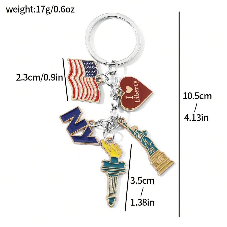 1개 패션 국기 키체인 만화 뉴욕 자유의 여신상 금속  - Car Accessories York 리뷰 및 가격